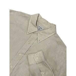 Men's Brooks Brothers 1818 Linen Sport Shirt Button Up Long Sleeve L